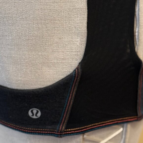 Lululemon Dark Gray Sports Bra with Colorful Stitching, Size 2 - Picture 2 of 2
